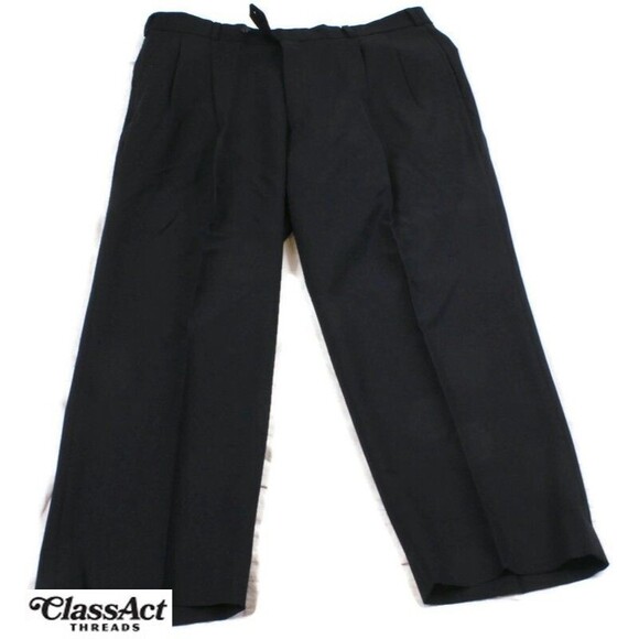 VTG Brooks Brothers Brooksease Pants Blue Wool Mens Pleated Fronts 38S 36 X 28 - Picture 4 of 5